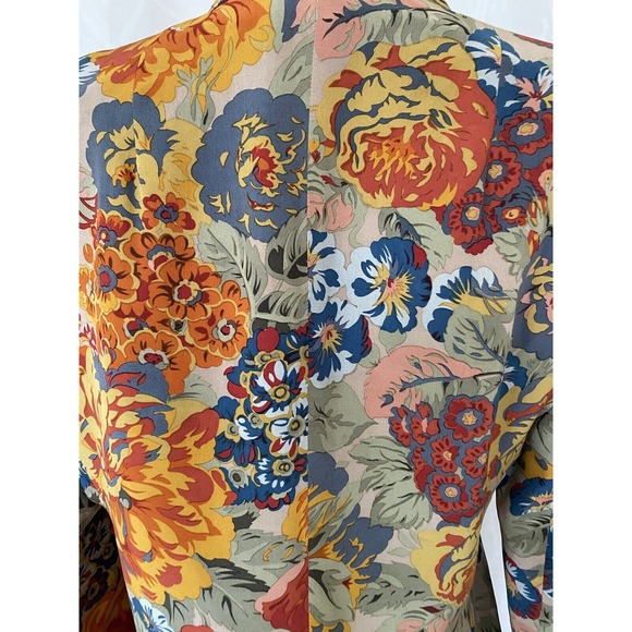 Vintage Galinda Wang Silk Blazer Jacket Floral Pockets One Button Lined … - Picture 5 of 6